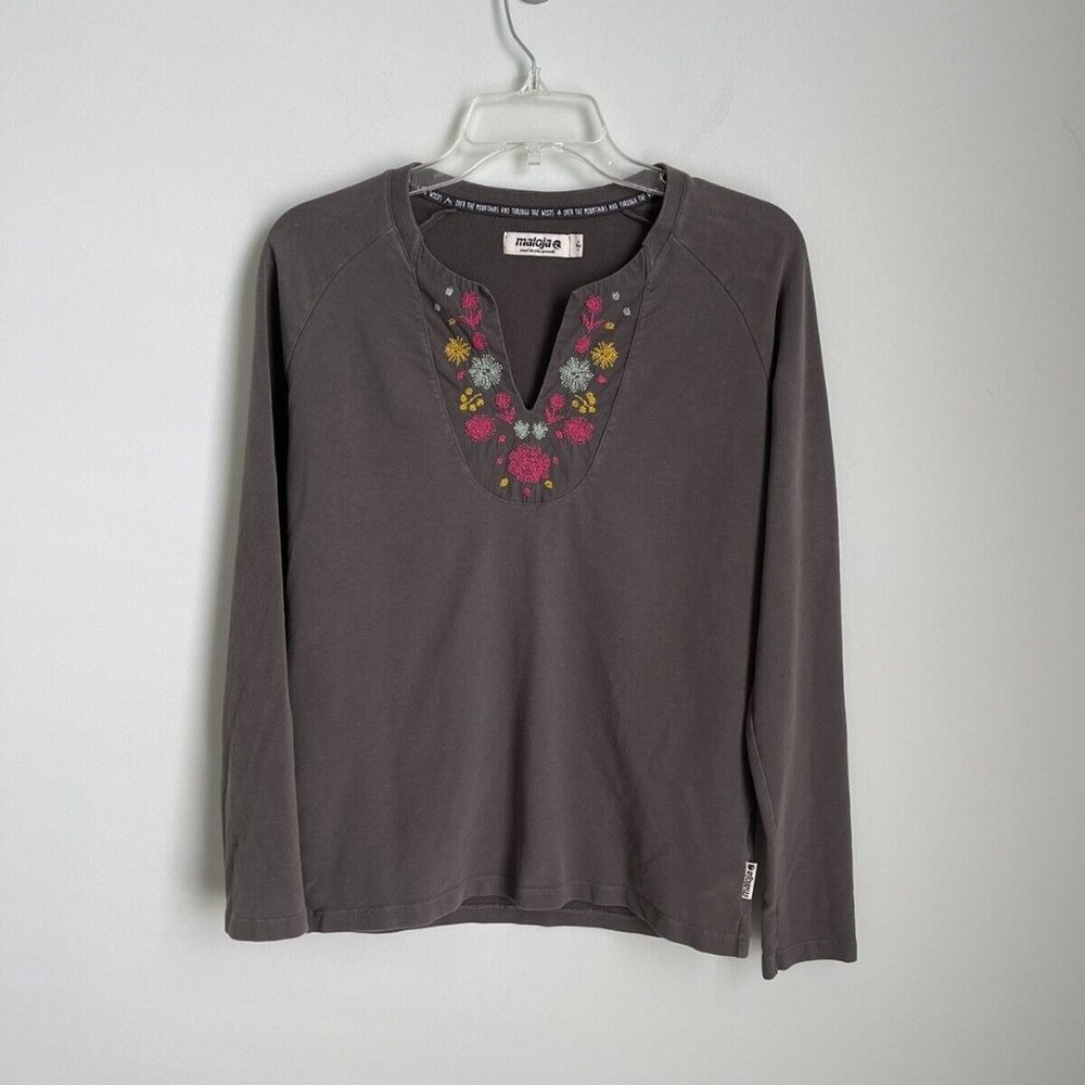 Maloja Gray Reed Lightweight Embroidered Sweatshirt